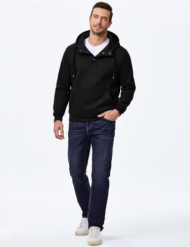 Jmierr Mens 2025 Casual Quarter الرباط Fleece Hoodie Pullover Fall Fall Winter Long Sweeve Buttshirts مع جيب in Saudi Arabia
