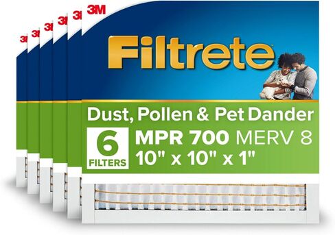 Filtrete 25x25x1 AC Furnace Air Filter, MPR 700, MERV 8, Tough on Pollen, Easy on Airflow, 3-Month Pleated 1-Inch Electrostatic Air Cleaning Filter, 6-Pack (Actual Size 24.81 x 24.81 x 0.81 in) in Saudi Arabia