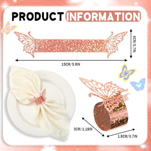 Patelai 200 PCS Gold 3D Butterfly Fedicted Rings Sequed Paper Fackin Mostuters Laser Cut Hollow Butterfly Shape Rings Foil Paper Flack in Saudi Arabia