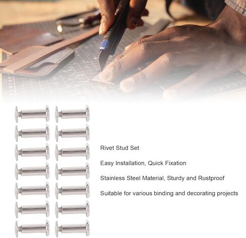 Vvikizy 100 Sets M2.5 Flat Round Head Rivet Stud Fastener Set, Stainless Steel Rivet and Screws, 3.5 * 10 * 7mm, for Leather Crafts Decoration (3.5 * 12 * 7mm) in Saudi Arabia