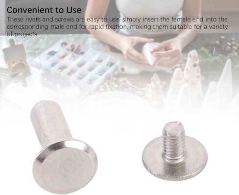 Vvikizy 100 Sets M2.5 Flat Round Head Rivet Stud Fastener Set, Stainless Steel Rivet and Screws, 3.5 * 10 * 7mm, for Leather Crafts Decoration (3.5 * 12 * 7mm) in Saudi Arabia