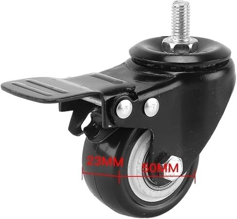 1 Piece/2 inch Swivel Caster M8/M10/M12 Screw/Double Bearing Swivel Brake Wheel/Silent Caster(Universal-8x15mm) in Saudi Arabia
