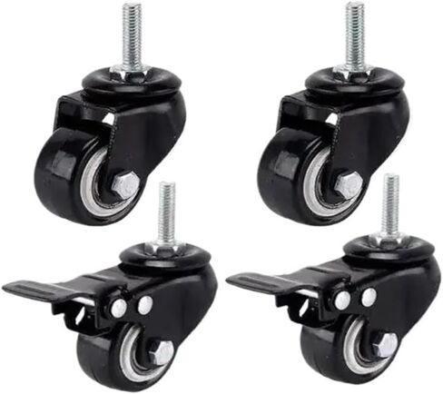 1 Piece/2 inch Swivel Caster M8/M10/M12 Screw/Double Bearing Swivel Brake Wheel/Silent Caster(Universal-8x15mm) in Saudi Arabia