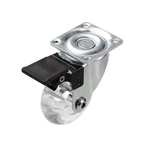 Pack of 4 3-inch casters PU Transparent Crystal Wheel with Brake Furniture Multi-Specification Cabinet Pull(3 Inch-Flat-Brake) in Kuwait