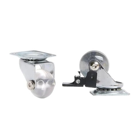 Pack of 4 3-inch casters PU Transparent Crystal Wheel with Brake Furniture Multi-Specification Cabinet Pull(3 Inch-Flat-Brake) in Kuwait