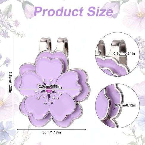 2pcs علامة كرة غولف مغناطيسية مع مقطع قبعة ، شكل زهرة أرجوانية شكل مغناطيس قوي علامة الكرة الجولف الملحقات متعددة الاستخدامات للنساء هدية لاعبي الجولف in Kuwait