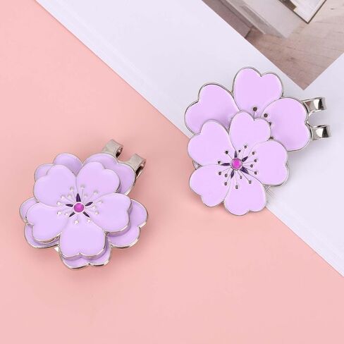 2pcs علامة كرة غولف مغناطيسية مع مقطع قبعة ، شكل زهرة أرجوانية شكل مغناطيس قوي علامة الكرة الجولف الملحقات متعددة الاستخدامات للنساء هدية لاعبي الجولف in Kuwait