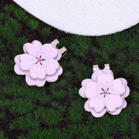 2pcs علامة كرة غولف مغناطيسية مع مقطع قبعة ، شكل زهرة أرجوانية شكل مغناطيس قوي علامة الكرة الجولف الملحقات متعددة الاستخدامات للنساء هدية لاعبي الجولف in Kuwait