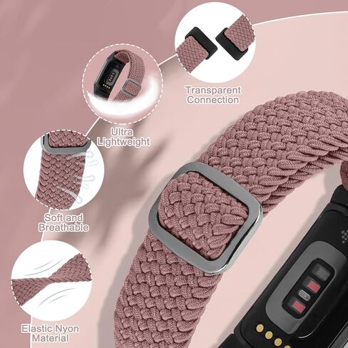 Braided Band Compatible with Fitbit Charge 6/Fitbit Charge 5, Soft Nylon Solo Loop Adjustable Replacement Wristband for Women Men in Kuwait