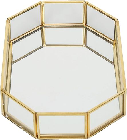 Glass Storage Box Copper Welding Jewelry Display Box, Mini Gold Fern Cactus Planter Organizer Tray in Saudi Arabia