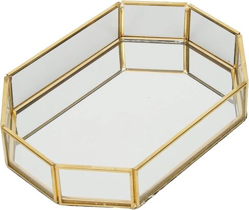 Glass Storage Box Copper Welding Jewelry Display Box, Mini Gold Fern Cactus Planter Organizer Tray in Saudi Arabia