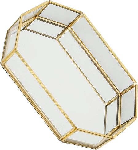 Glass Storage Box Copper Welding Jewelry Display Box, Mini Gold Fern Cactus Planter Organizer Tray in Saudi Arabia