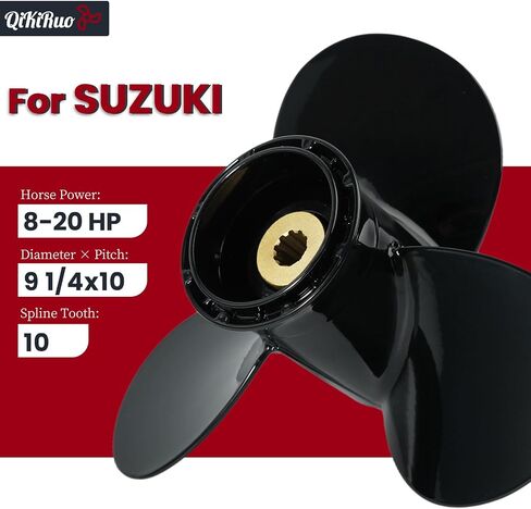 9 1/4 × 10 مروحة قارب الملعب المروحة الألومنيوم لـ Suzuki 8-20HP المحركات الخارجية ، 3 شفرات 10 أسنان ، مرجع OEM رقم 58100-90L60-019 ، RH in Kuwait