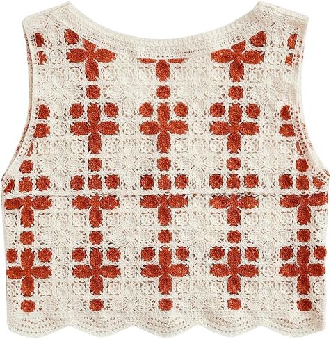 Verdusa Women's Button Front Vest V Neck Sleeveless Knit Crochet Sweater Vest in Saudi Arabia