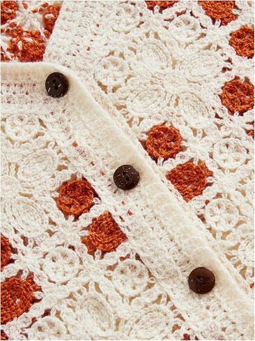Verdusa Women's Button Front Vest V Neck Sleeveless Knit Crochet Sweater Vest in Saudi Arabia