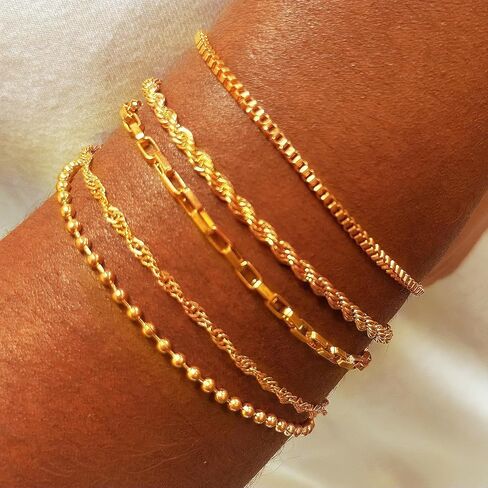 13 حزمة مساور سلسلة مطلية بالفضة ، سلاسل رابط فضية مع مشابك جراد البحر لصنع المجوهرات DIY ، الأساور ذات الطبقات القابلة للتكديس مجموعة هدية مجوهرات كل يوم لذيذ للنساء in Kuwait