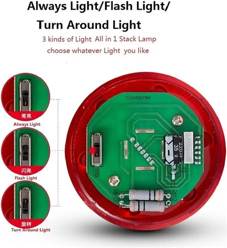 1PCS LED Signal Stack Stack Disk قاعدة ثابتة دوارة فلاش في 1 تحذير من برج ضوء DC12V/24V NO BUZZER (4LAYERS 220V NO BUZ) in Saudi Arabia