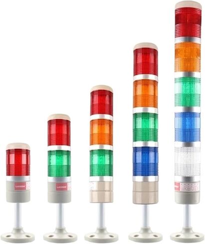 1pcs LED Stack Machine Tool Emergency Warning Light Tower Straight Rod Disk Base DC12V/24V AC110V/220V Without Buzzer(3Layers 12V no Buz) in Saudi Arabia