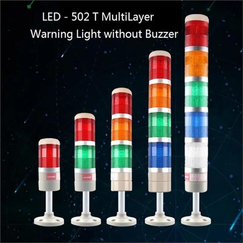 1pcs LED Stack Machine Tool Emergency Warning Light Tower Straight Rod Disk Base DC12V/24V AC110V/220V Without Buzzer(3Layers 12V no Buz) in Saudi Arabia