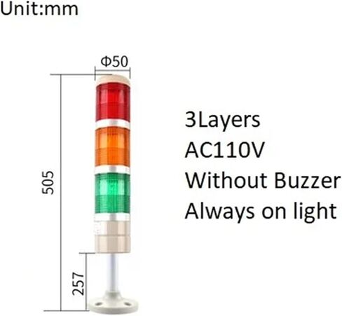 1PCS LED Machine أداة تحذير الطوارئ Tower Tower ROD ROD BASE DC12V/24V AC110V/220V بدون صراخ (3LAYERS 12V NO BUZ) in Kuwait