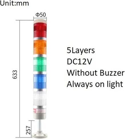 1PCS LED Machine أداة تحذير الطوارئ Tower Tower ROD ROD BASE DC12V/24V AC110V/220V بدون صراخ (3LAYERS 12V NO BUZ) in Kuwait