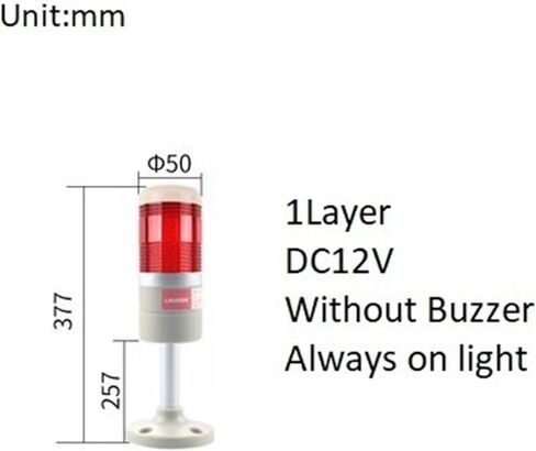 1pcs LED Stack Machine Tool Emergency Warning Light Tower Straight Rod Disk Base DC12V/24V AC110V/220V Without Buzzer(3Layers 12V no Buz) in Saudi Arabia
