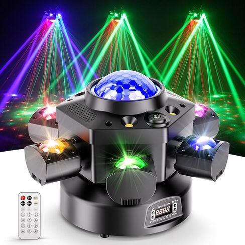 DJ Light Moving Head 120w 6 Laft Beam Resitent Lights مع kaleidoscope/amber white strobe/starry sky lighting effect support remote & dmx-512 & sound activated 24ch in Kuwait