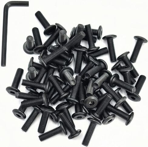 M6 x 12mm 50pcs رأس مسطح رأس مسطحات قبعة سداسي السداسي مسامير ، مسامير الأثاث ، الصلب الكربوني ، الخيط الكامل ، مع سداسي سداسي سداسي سداسي in Kuwait