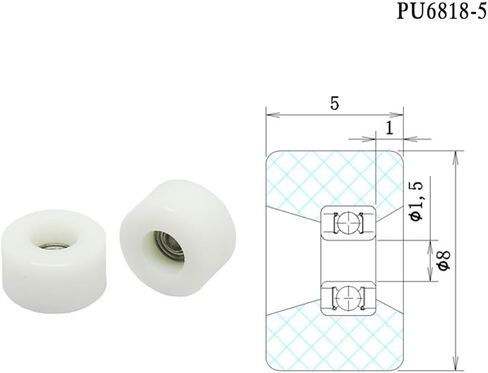 5pcs pu عجلات الأصابع المطلية مع الحامل ألعاب التزلج على لوح التزلج الأصابع rowler 1.5 * 8 * 5mm 1.5 * 7 * 5mm (PU6818-5 1.5x8x5mm) in Kuwait
