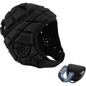 Soft Shell Flag Football Helmet with Mouth Guard, 7v7 Rugby Helmet Adjustable Thick Chin Strap, Breathable Ear and Head Protection Scrum Cap for Youth Kids and Adults, Paired with Sports Teeth Guards in Kuwait