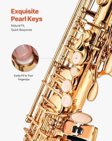 vevor alto saxophone ، e flat ، kit saxophone legh kit with carming acage ، liecpe ، أحزمة ، قضبان تنظيف ، قفازات ، شحوم ، حزام رقبة ، 23 مفتاح alto sax kit ، للطلاب المبتدئين ، الذهب ، الذهب in Saudi Arabia