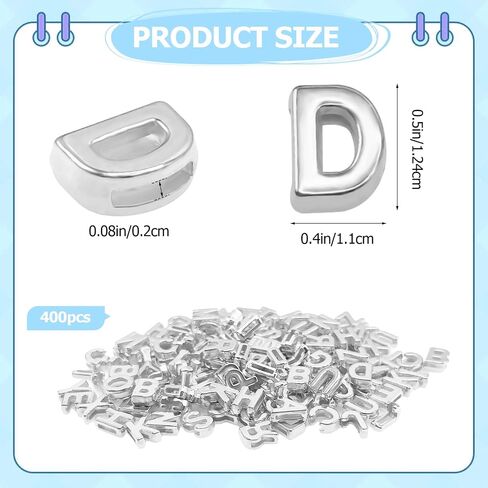 400pcs Large Alphabet Letter Beads,A-Z Big Bubble Letter Charms for Jewelry Making, Bracelets, Necklaces, Keychains, DIY Crafts, Plastic Beads for Personalized Accessories in Saudi Arabia