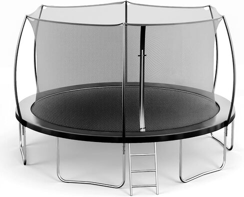 Seray 10FT 12FT 14FT Recreational Trampoline with Enclosure Net and Ladder and Anti-Rust Coating, ASTM Approved Trampoline Outdoor for Kids and Adults Outdoor Yard Trampolines in Kuwait
