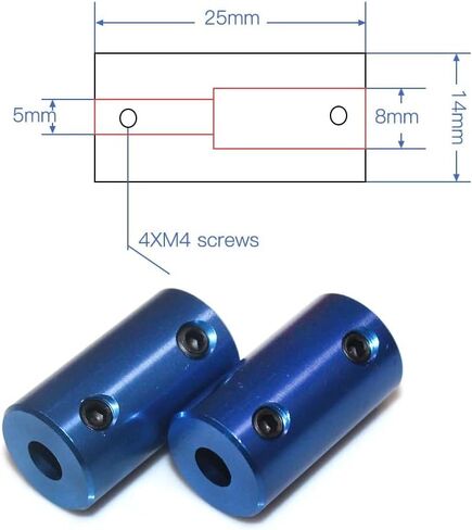 5pcs Shaft Coupler D14 L25 Aluminum Coupling Bore 5x5mm 5x8mm 8x8mm Blue Flexible Coupler Rigid Screw Part for Stepper Motor(5x8mm) in Saudi Arabia