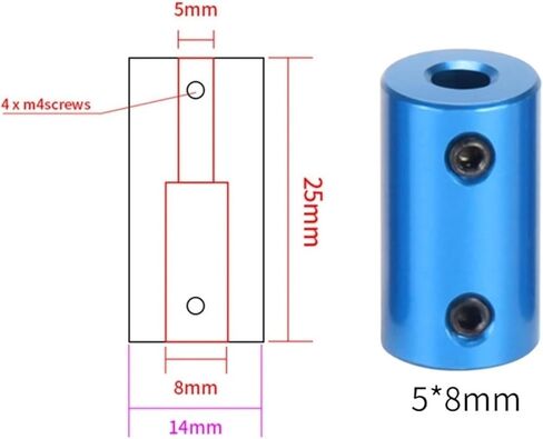 1pc زرقاء السهود اقتران D14 L25 Bore 6x6mm 6.35x8mm 8x10mm مرنة 3D برغي المسمار سبيكة الألومنيوم (6.35x10mm) in Kuwait