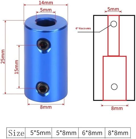 2pcs Ship Models Shaft Coupler Aluminum Alloy Coupling 3D Printers Motor Couplings Flexible Coupling(8mm x 8mm) in Saudi Arabia