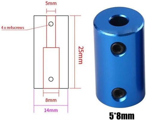 1pc Stepper Motor اقتران D14 L25 Bore 6x6mm 6.35x8mm 8x10mm 3d طابعة ثلاثية الأزرق مرنة مقرنة المسمار سبيكة الألومنيوم (3x5mm) in Saudi Arabia