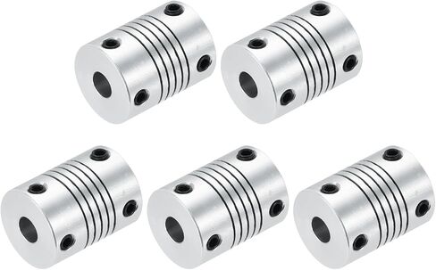 uxcell 5Pcs 5mm to 8mm Aluminum Alloy Shaft Coupling L25xD19 Flexible Coupler Beam Stepper Motor Joint Connector for 3D Printer CNC Machine DIY Encoders and Motors Shaft,Silver in Saudi Arabia