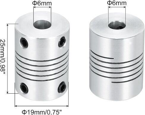 uxcell 5Pcs 5mm to 8mm Aluminum Alloy Shaft Coupling L25xD19 Flexible Coupler Beam Stepper Motor Joint Connector for 3D Printer CNC Machine DIY Encoders and Motors Shaft,Silver in Saudi Arabia