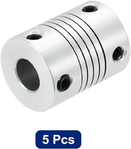 uxcell 5Pcs 5mm to 8mm Aluminum Alloy Shaft Coupling L25xD19 Flexible Coupler Beam Stepper Motor Joint Connector for 3D Printer CNC Machine DIY Encoders and Motors Shaft,Silver in Saudi Arabia