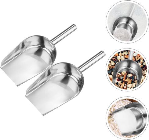 Homoyoyo 2pcs مغرفة الجليد الفولاذ المقاوم للصدأ: قاع مسطح الفولاذ المقاوم للصدأ ملعقة الصويا الصويا الصويا الأرز مغرفة تغذية تغذية الدقيق مغرفة ملعقة المجرفة in Saudi Arabia