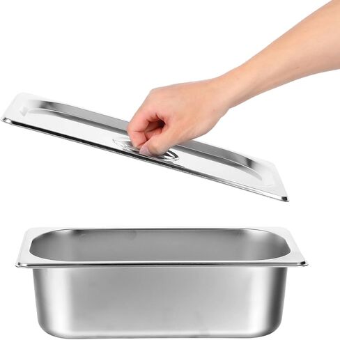 2 Pack 1/3 Size Hotel Pans with Lids, 3-5/8" Depth, 22 Gauge Steam Table Pan, Stainless Steel Counter pan, Food Service Pan for Kitchen in Saudi Arabia