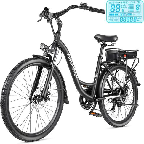 ANCHEER Electric Bike for Adults, 48V 500Wh EBike, UP to 60 Miles, Removable Battery, Fast-Charge, 26" Commuter Electric Bicycles, 7-Speed, LCD Digital Display, Suspension Fork, Cruise Control, UL2849 in Saudi Arabia