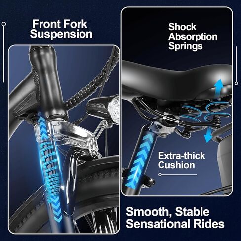 ANCHEER Electric Bike for Adults, 48V 500Wh EBike, UP to 60 Miles, Removable Battery, Fast-Charge, 26" Commuter Electric Bicycles, 7-Speed, LCD Digital Display, Suspension Fork, Cruise Control, UL2849 in Kuwait