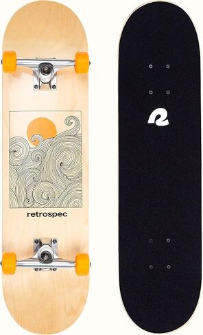Retrospec Alameda Skateboard Complete | Canadian Maple Wood Deck w/ 5.5 Inch Aluminum Alloy Trucks for Commuting, Cruising, Carving & Downhill Riding in Saudi Arabia