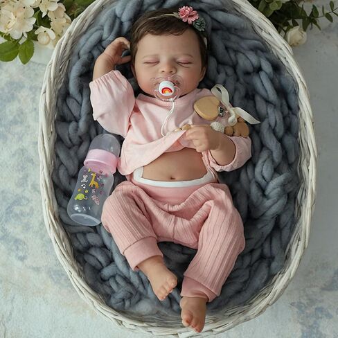 WOOROY Realistic Reborn Baby Dolls -18inch Lifelike Newborn Silicone Baby Girl with Full Body Vinyl,Christmas Birthday Gift with Accessories for Age 3+ in Saudi Arabia