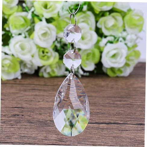 20pcs ekredrop crystal الثريا المعلقات واضحة معلقة بلورات معلقة للثريات حفلات زفاف Suncatchers وديكور المنزل اللامع اللامع مع الخواتم in Saudi Arabia