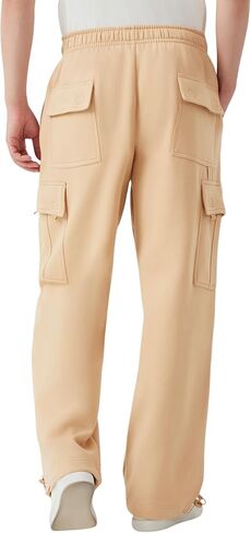 Men's Heavyweight Fleece Cargo Pants Baggy Sweatpants Wide Leg Sweats with Pockets in Saudi Arabia