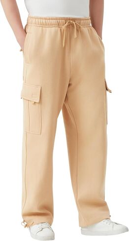 Men's Heavyweight Fleece Cargo Pants Baggy Sweatpants Wide Leg Sweats with Pockets in Saudi Arabia