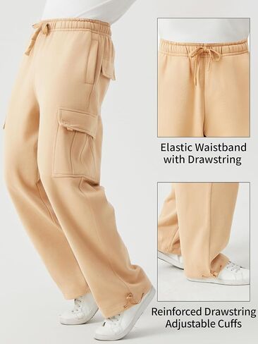 Men's Heavyweight Fleece Cargo Pants Baggy Sweatpants Wide Leg Sweats with Pockets in Saudi Arabia